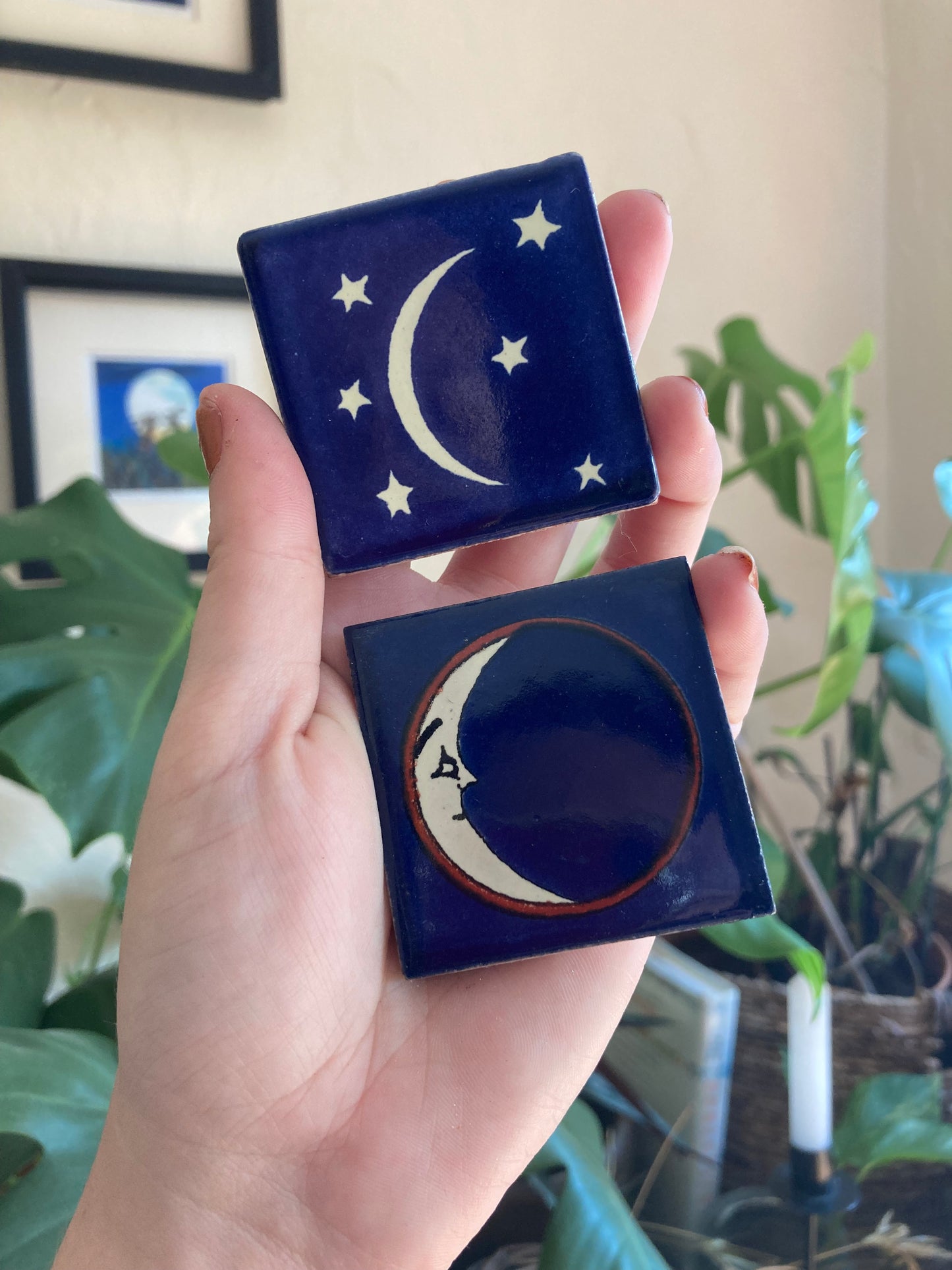 Pair of Vintage Moon Tiles