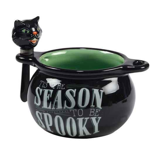 Cauldron Dip Bowl with Black Cat Spreader