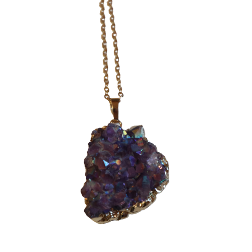 ‘Starseed’ Aura Amethyst Cluster Necklace