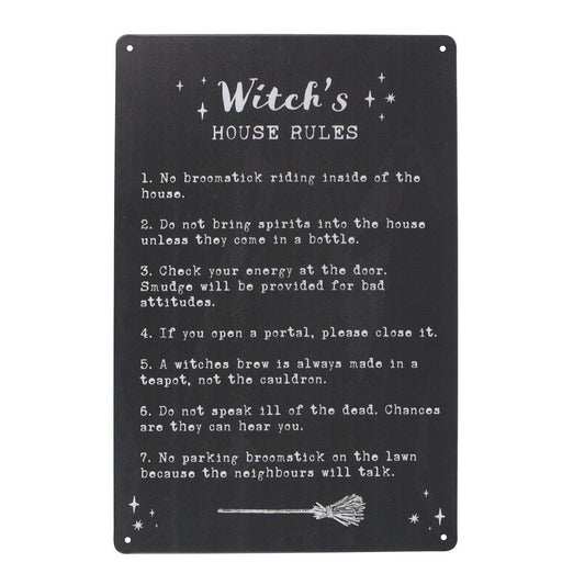Witches House Rules Tin Sign