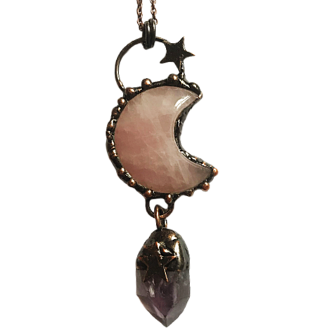 'Luna' Rose Quartz and Amethyst Necklace
