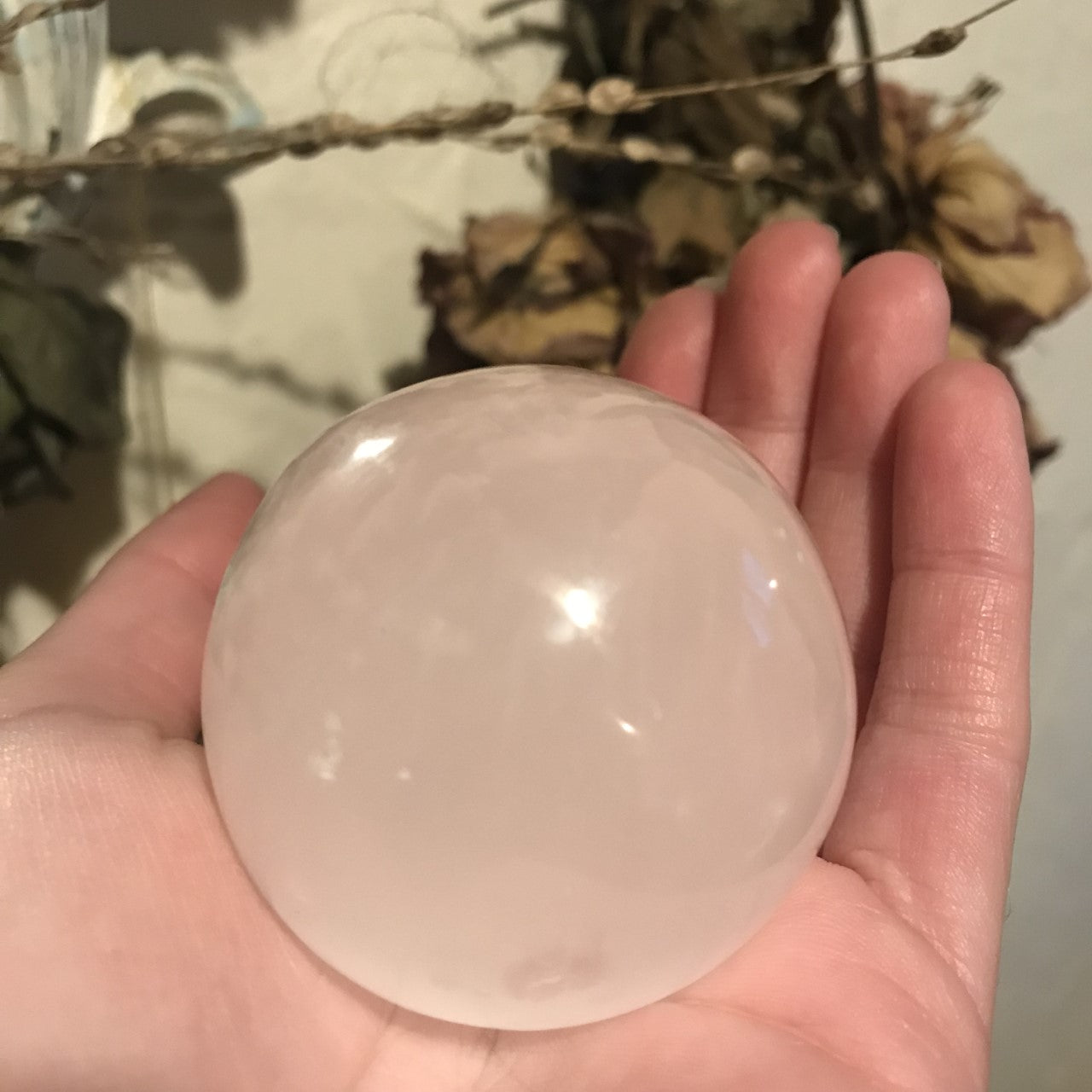 Medium Selenite Sphere on Stand