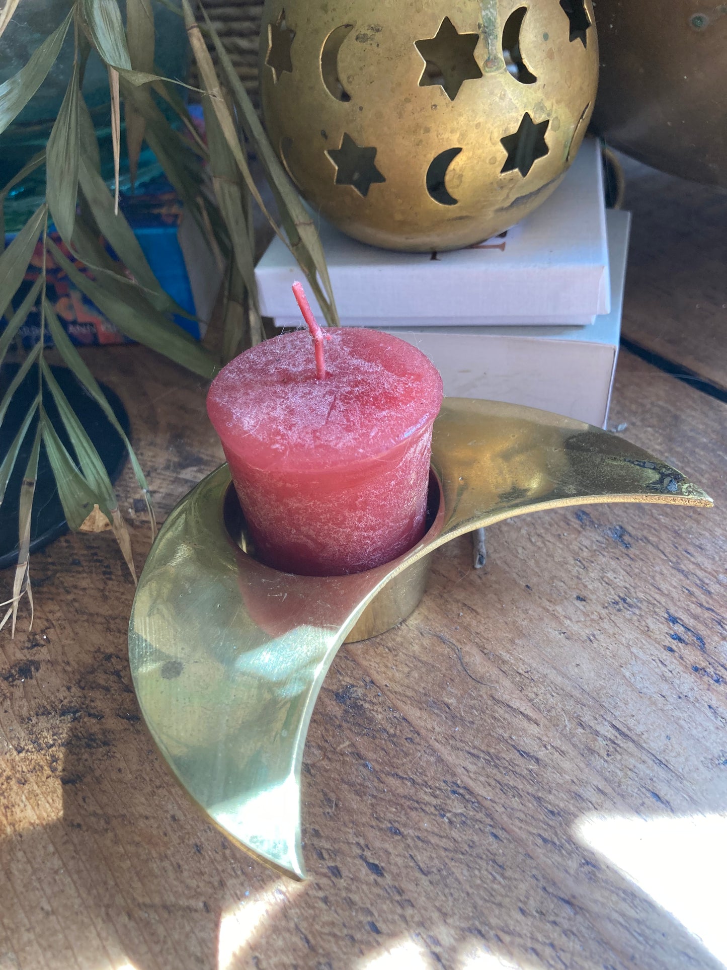 Vintage Brass Crescent Moon Candle Holder