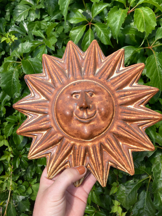 Vintage Teracotta Sun Face Decor