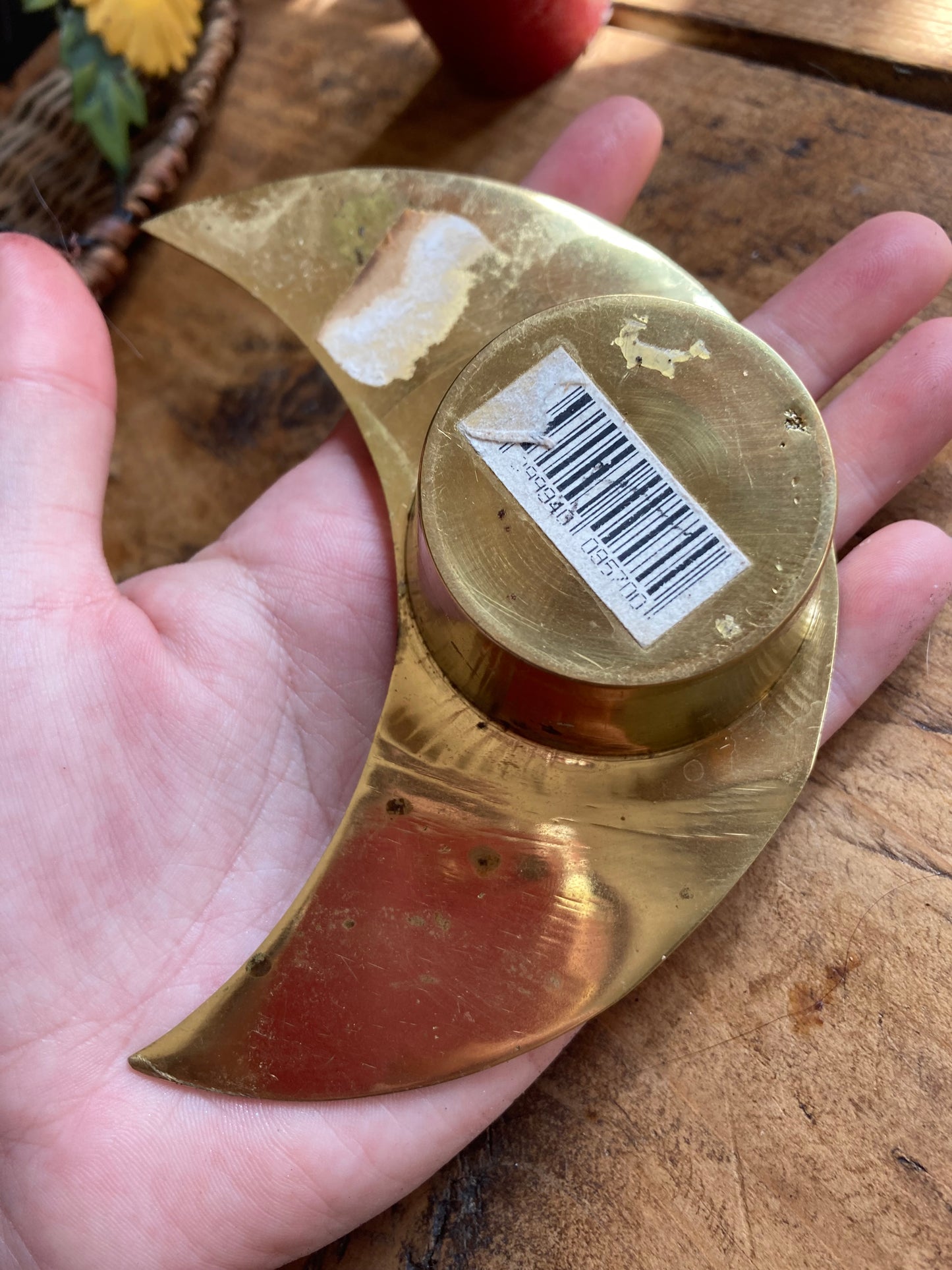 Vintage Brass Crescent Moon Candle Holder